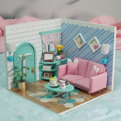 Una imagen de una casita en miniatura concretamente la de el modelo de el salón de momo de la colección la casita de momo