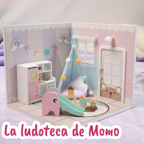 Una imagen de una miniatura montada concretamente la de la ludoteca de momo